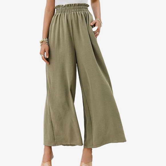 Pants - Olive Green Wide-Leg Women's Pants